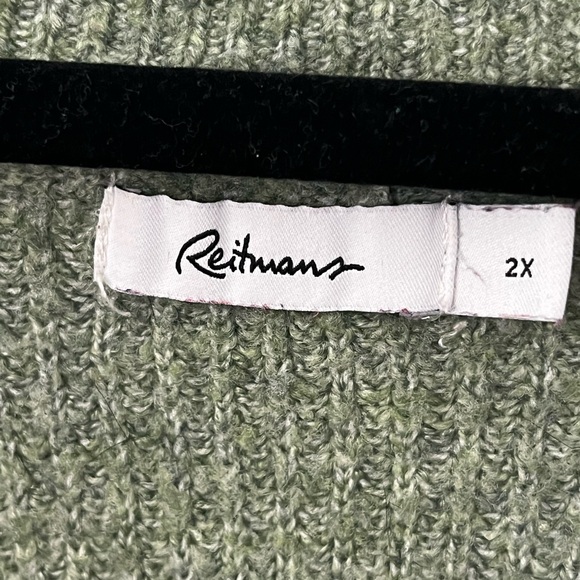 VGUC 2X Reitmans Sage Green Knitted V-Neck Pullover - Picture 6 of 9